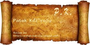 Patek Károly névjegykártya